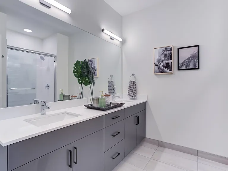 Double Vanity Bathroom with Chrome Fixtures