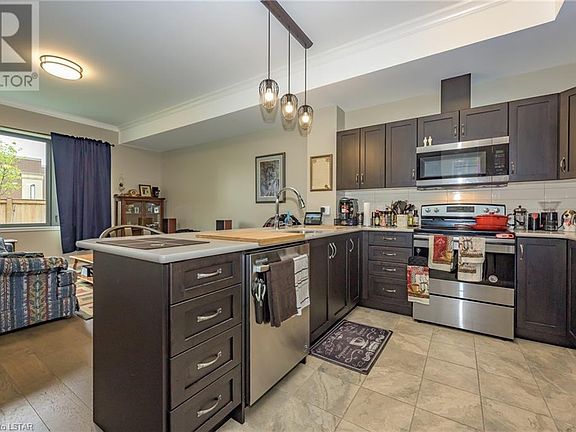 Open concept kitchen and living space.