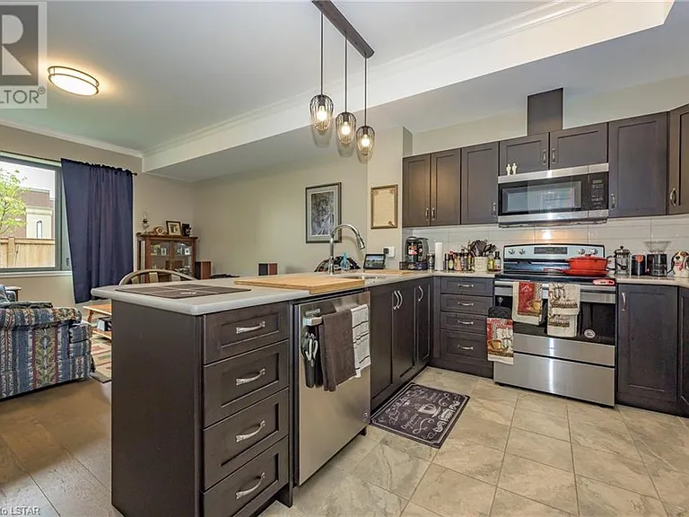 Open concept kitchen and living space.