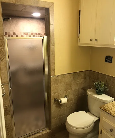 New walk-in shower and tile