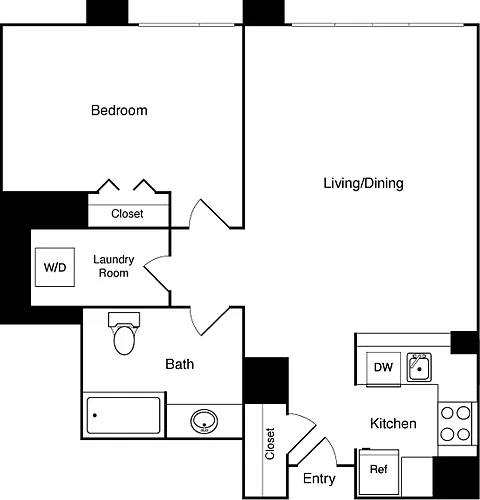 Floor plan 1 Bed 223 SE