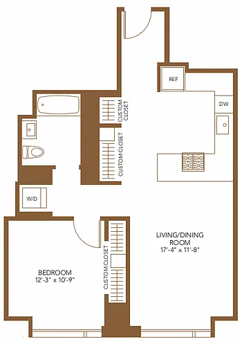 Floor plan 1 Bed 1 Bath
