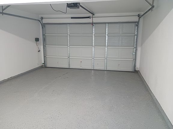 Garage with epoxy flooring