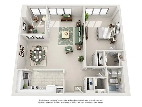 Floor plan 1 Bedroom, 1 Bath + Den 975 SF 1D1A