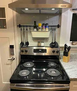 Kitchen with stainless steel appliances