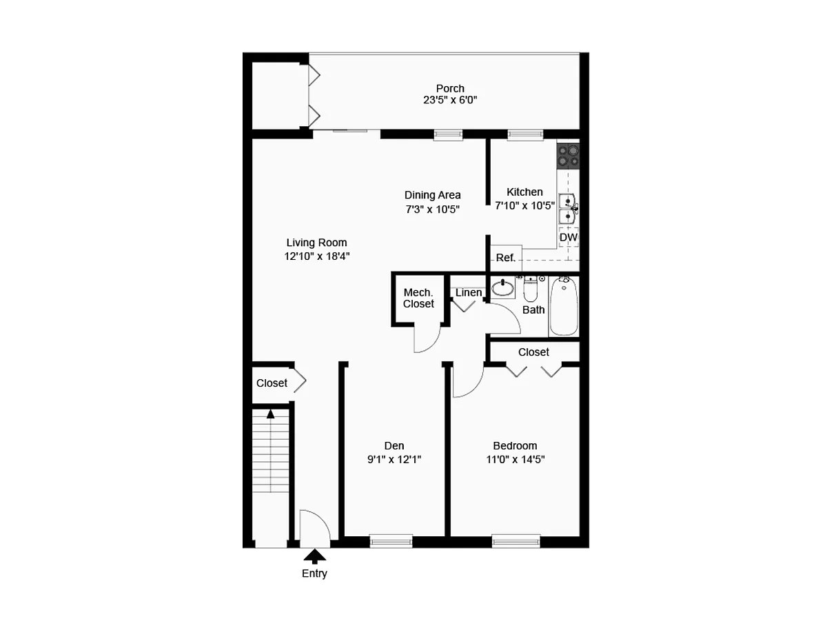 Floor plan One Bedroom Den