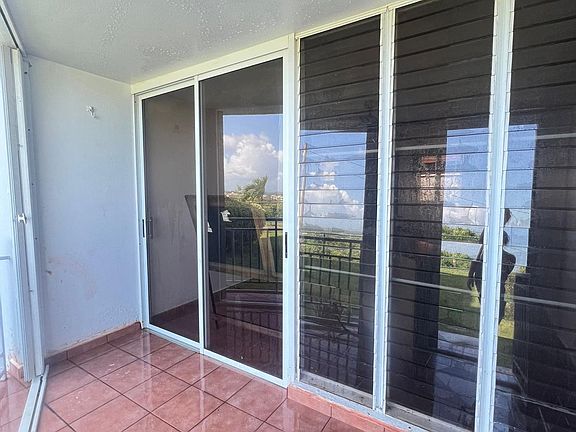Back patio with an ocean view