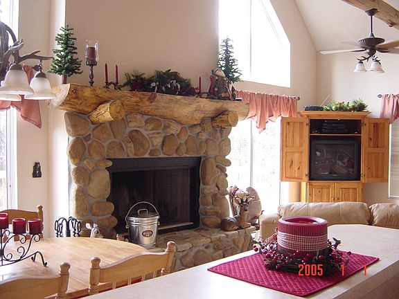 pine mantel and cypress beam