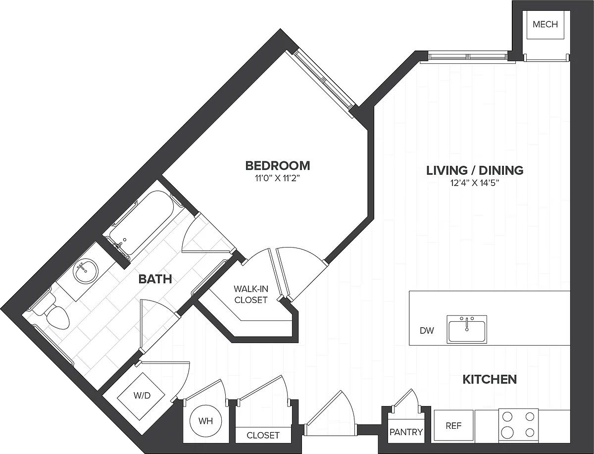 Floor plan 1 Bed/1 Bath-A5