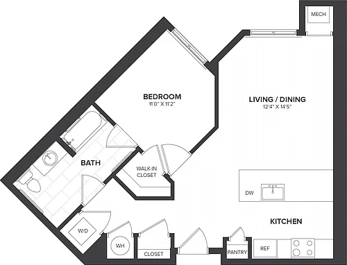 Floor plan 1 Bed/1 Bath-A5