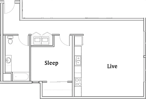 Floor plan 1 Bedroom A