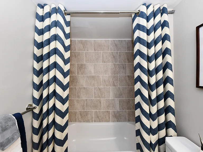 Bright bathroom with bathtub