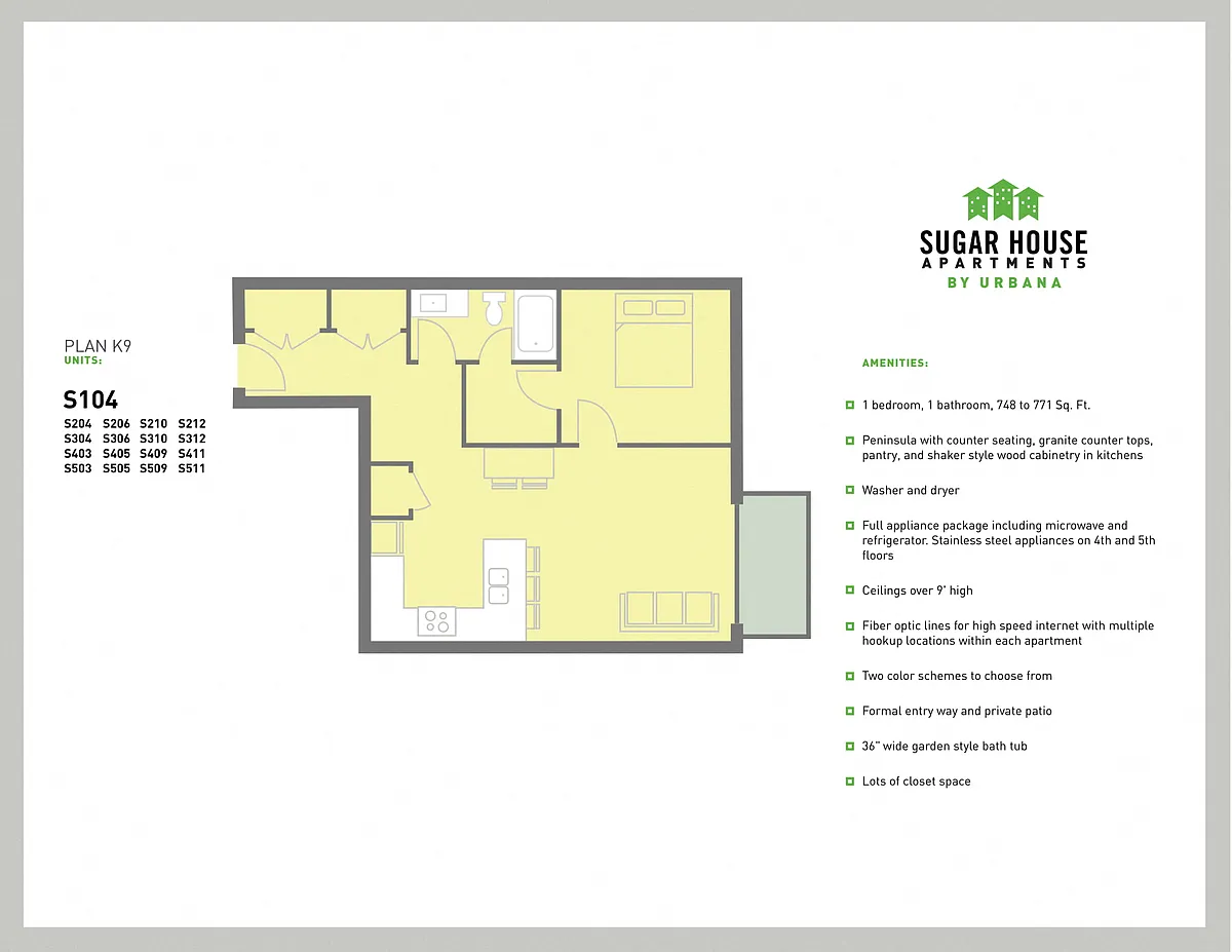 Floor plan 1 Bed K9 (k9-a)