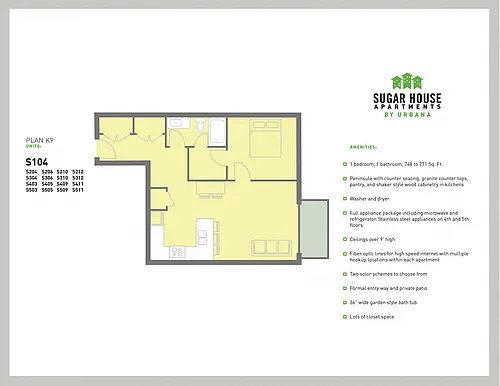 Floor plan 1 Bed K9 (k9-a)