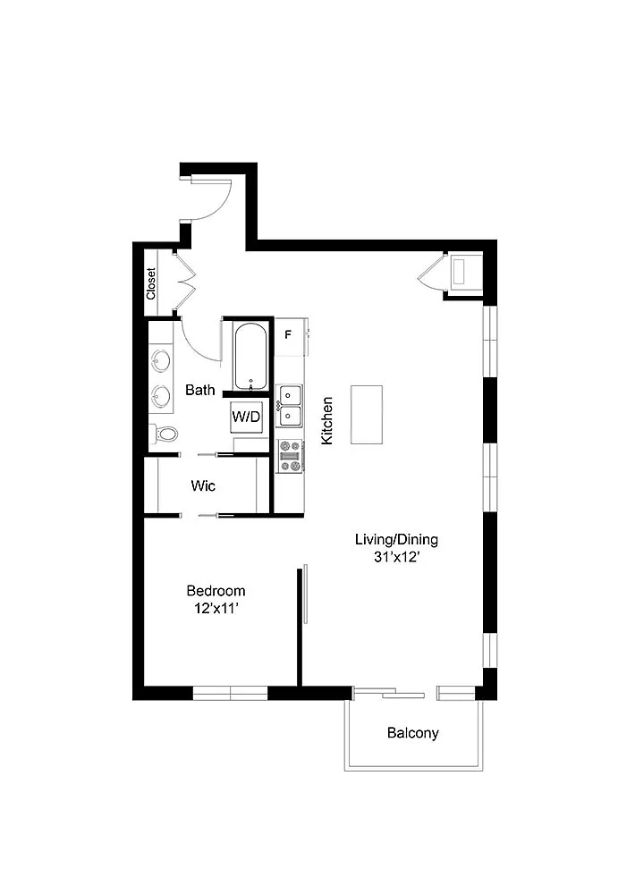 Floor plan 1J 1800 Lake