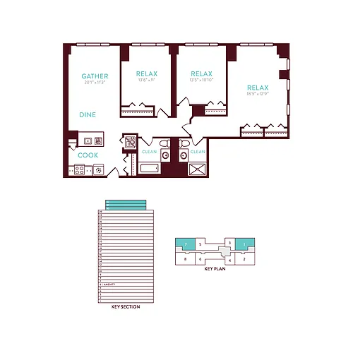 Floor plan 3 Bedroom 2 Bath PH-G