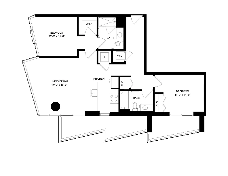 Floor plan 2 Bed-2 Bath-3