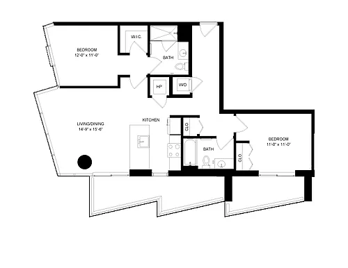 Floor plan 2 Bed-2 Bath-3