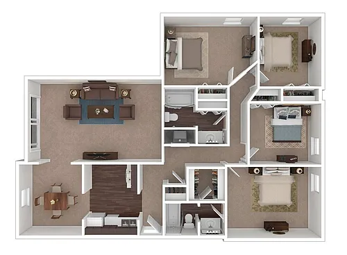 Floor plan Four Bedroom, Two Bathroom