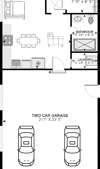 Floorplan with option for front room as a two car garage