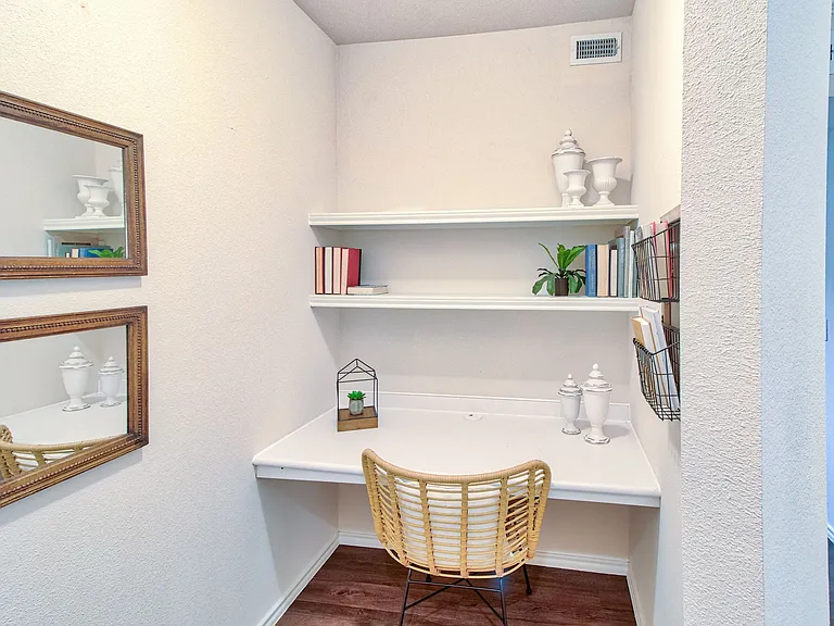 Nook with built-in shelving