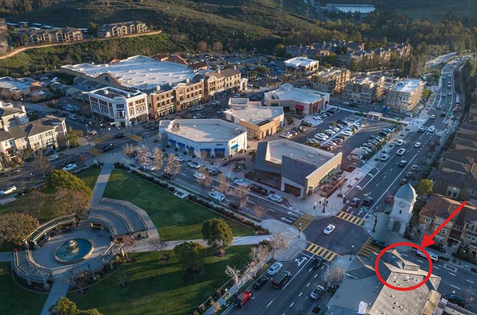 Arial view of downtown San Elijo with location of condo outlined