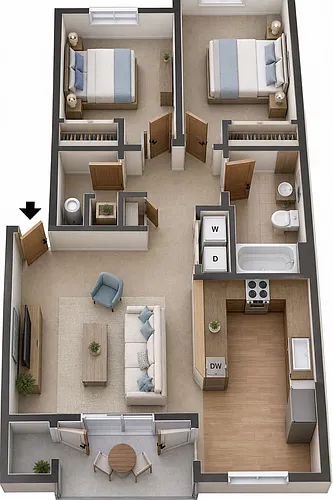Floor plan 2 Bed 2 Bath