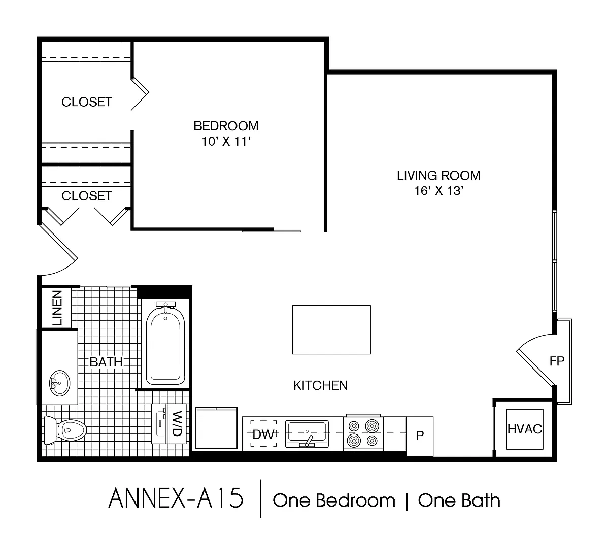 Floor plan Annex 1 Bedroom 1 Bath 696