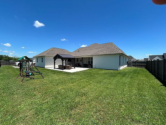 Backyard with extended patio