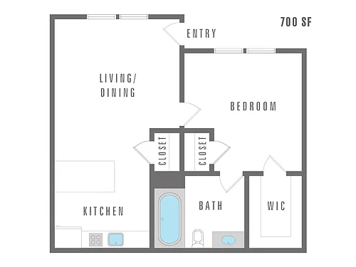 Floor plan 1 Bedroom 1 Bath