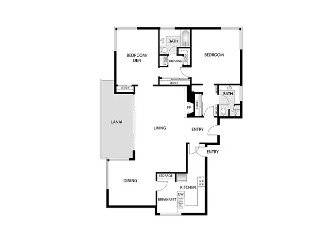 Floor plan 2 Bed 2 Bath 510-220