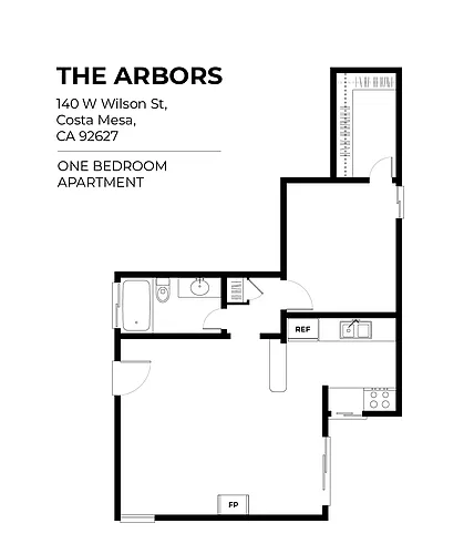 Floor plan 1 bed 1 bath