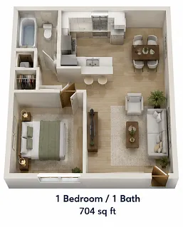Floor plan 1Bd.1Ba