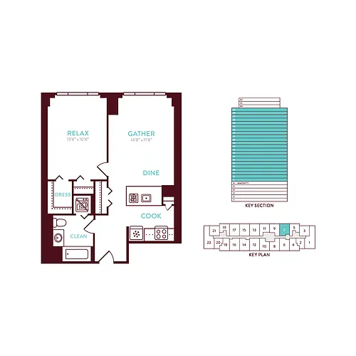 Floor plan 1 Bedroom 1 Bath R