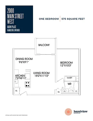 Floor plan 1 Bedroom, 1 Bathroom
