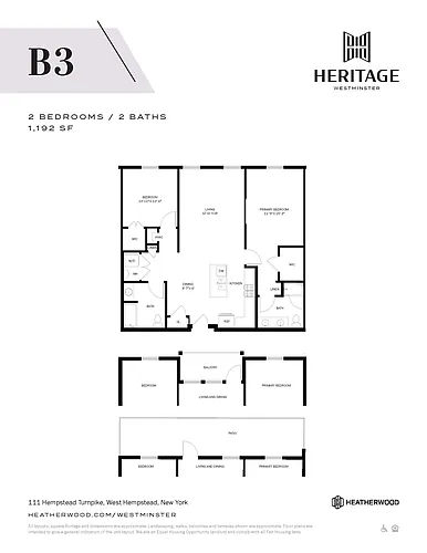 Floor plan 2 Bed, 2 Bath - B3