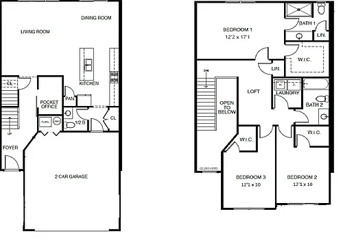 Floor plan 3 Bedroom Townhome