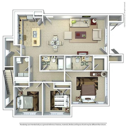 Floor plan 3 Bedroom 2 Bath