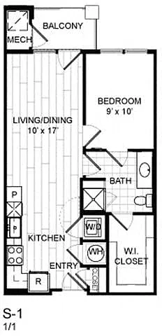 Floor plan 1 Bed, 1 Bath - S1