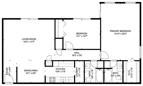 Floor plan Two Bedroom Two Bath