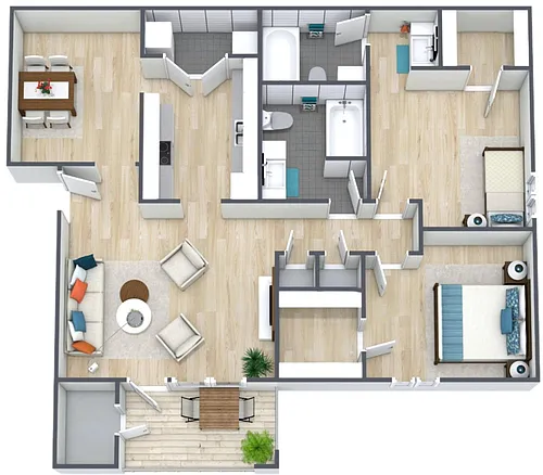 Floor plan 2BR - 2BTH Renovated