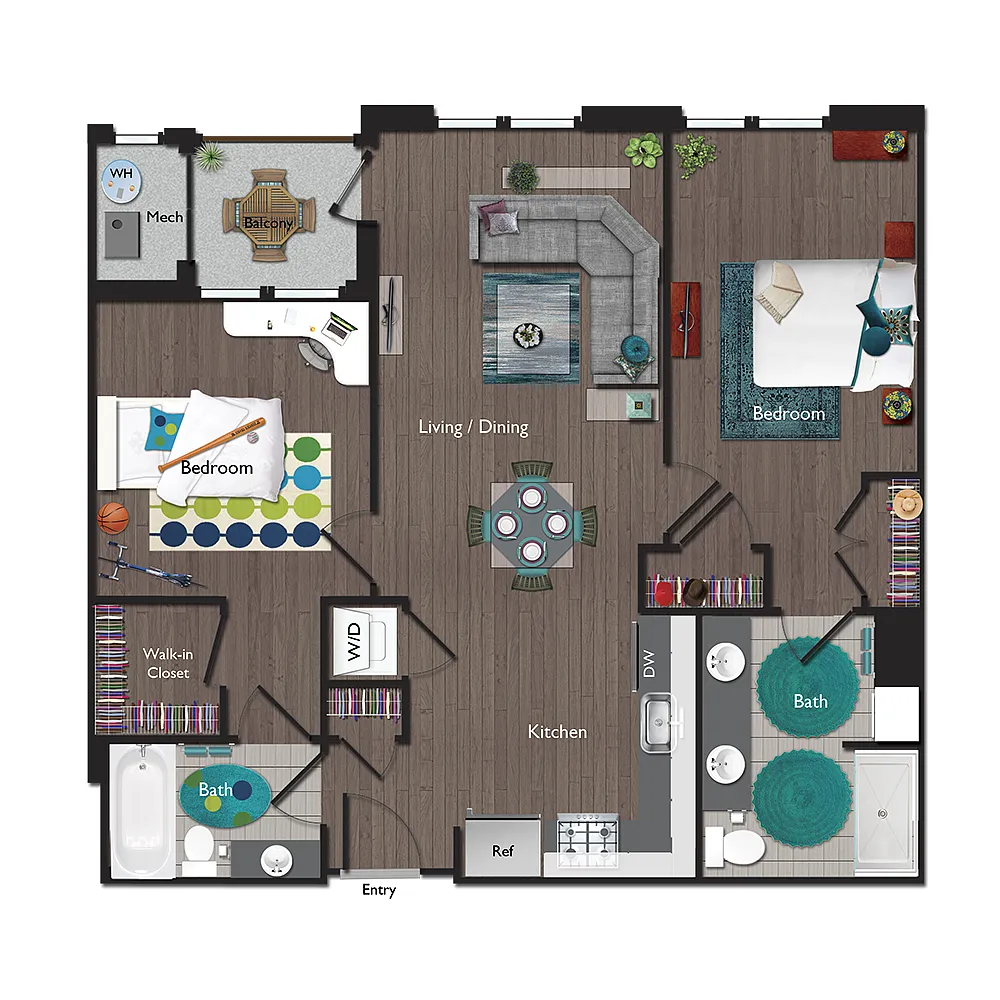 Floor plan Two Bedrooms/Two Bathrooms (C05A)