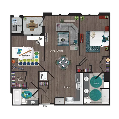 Floor plan Two Bedrooms/Two Bathrooms (C05)