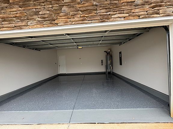 Freshly painted garage and epoxy floor coating.
