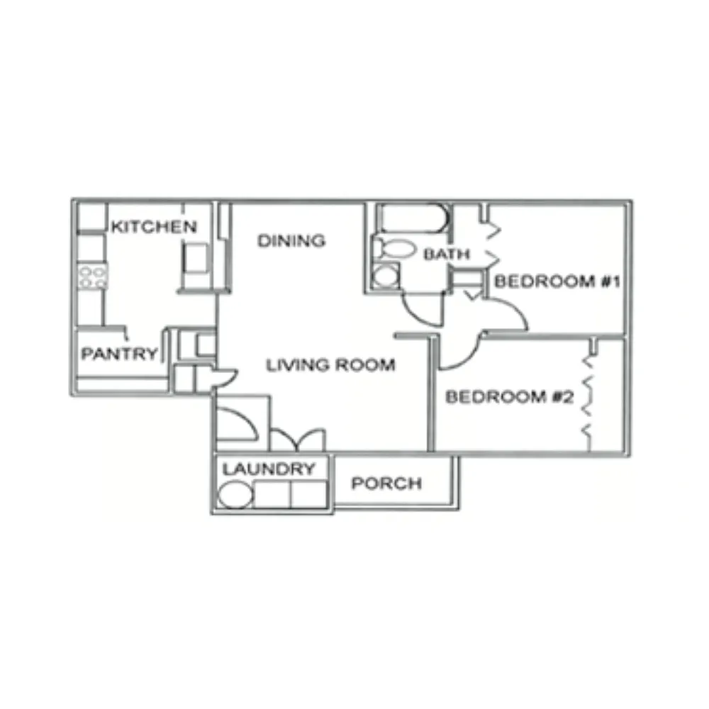 Floor plan B1 - Two Bedroom One Bathroom