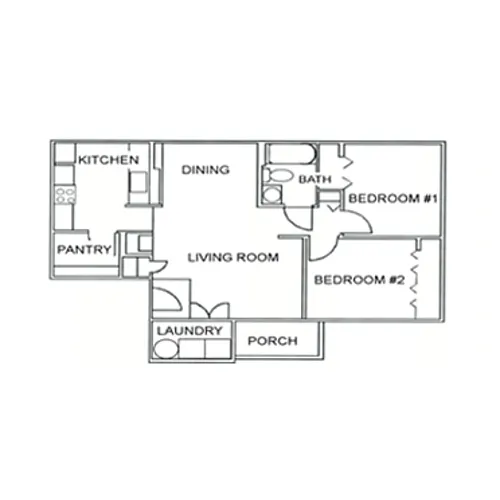 Floor plan B1 - Two Bedroom One Bathroom