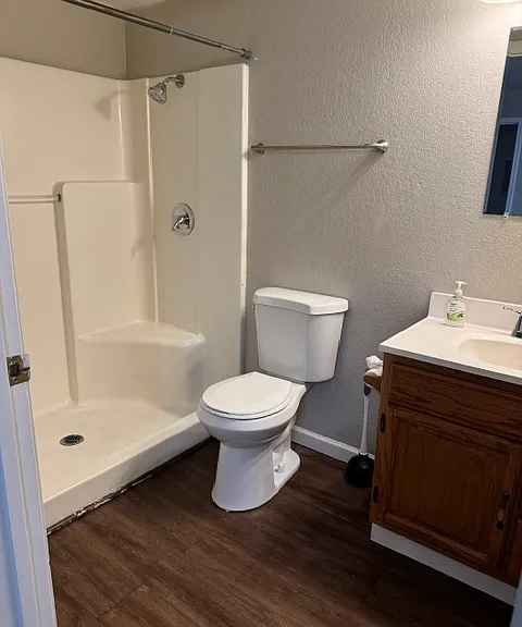 bathroom off of the kitchen