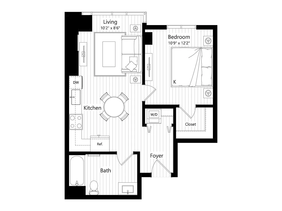 Floor plan HA6 | 1 Bed | 1 Bath