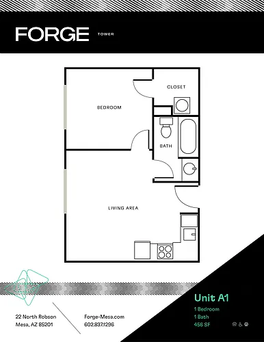 Floor plan 1 Bed/1 Bath