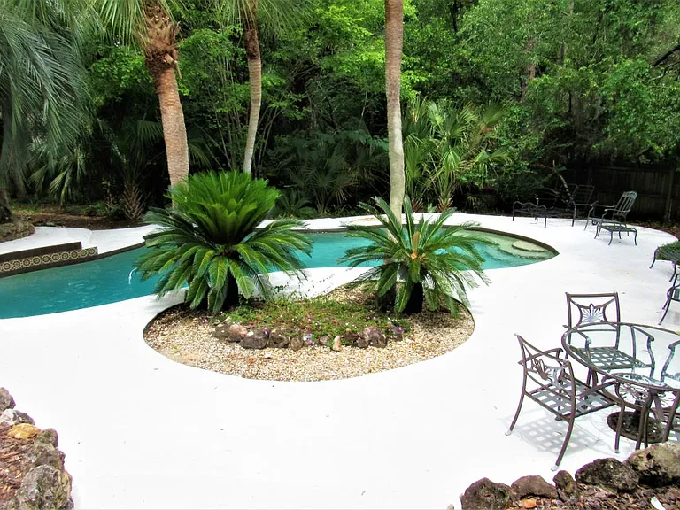Pool area view from bonus room